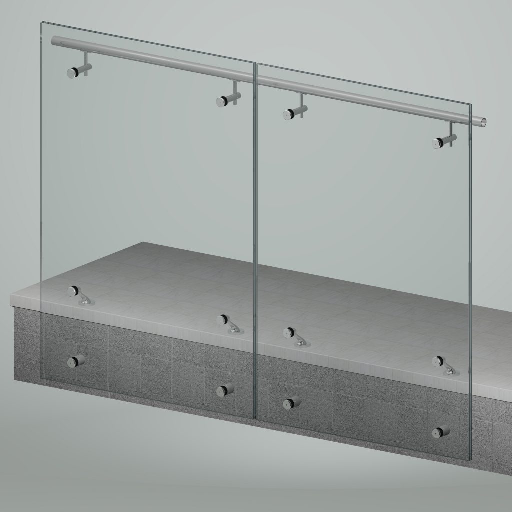 Glass Railing, Windscreen, Stairway - Landmark Facade